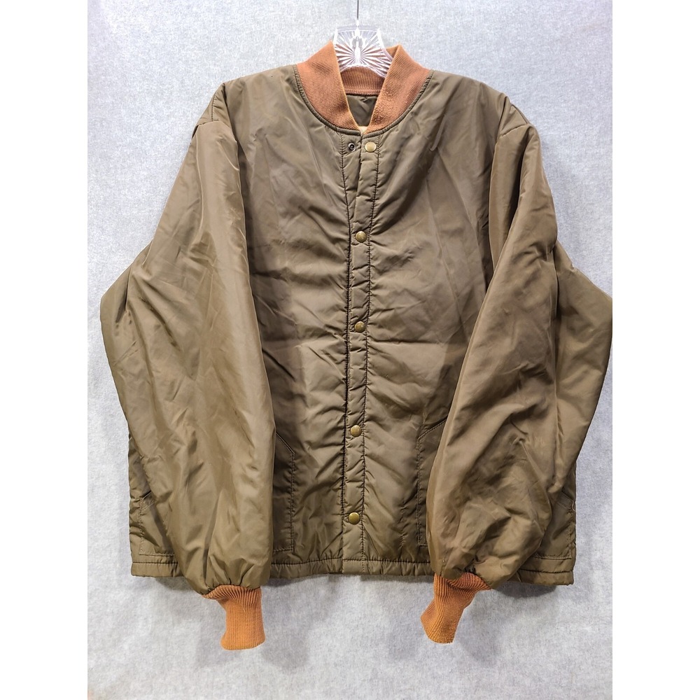 VTG CABELAS Size XL Made in USA Snap‎ Front Nylon Quilted Insulated Jacket